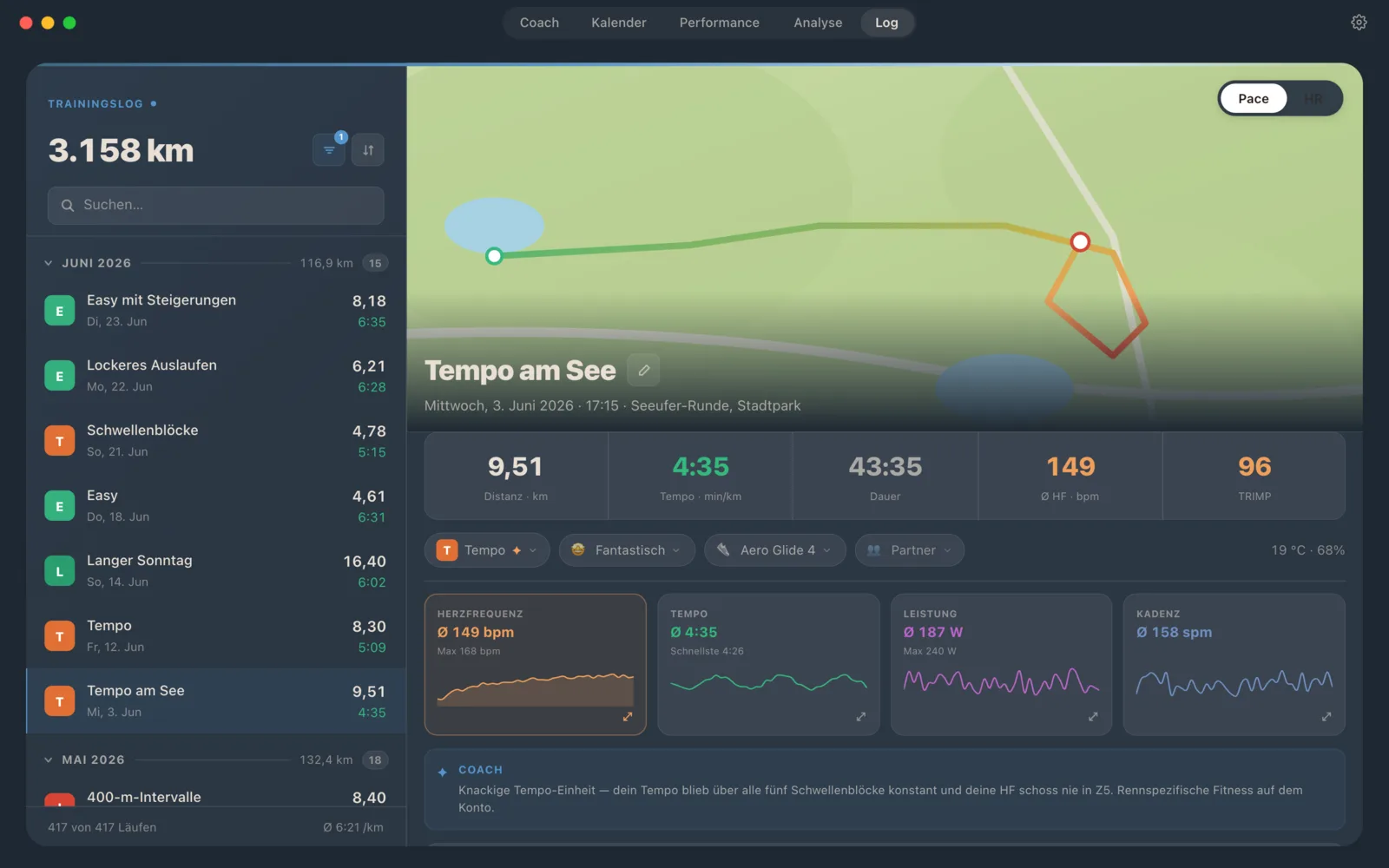 Runnerd Log auf macOS: Laufhistorie mit automatisch erkannten Lauftypen